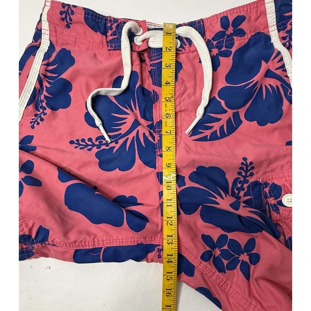 Vtg Abercrombie Fitch Swim Trunks Mens M Pink Blue Floral Hawaiian‎ Lined Preppy